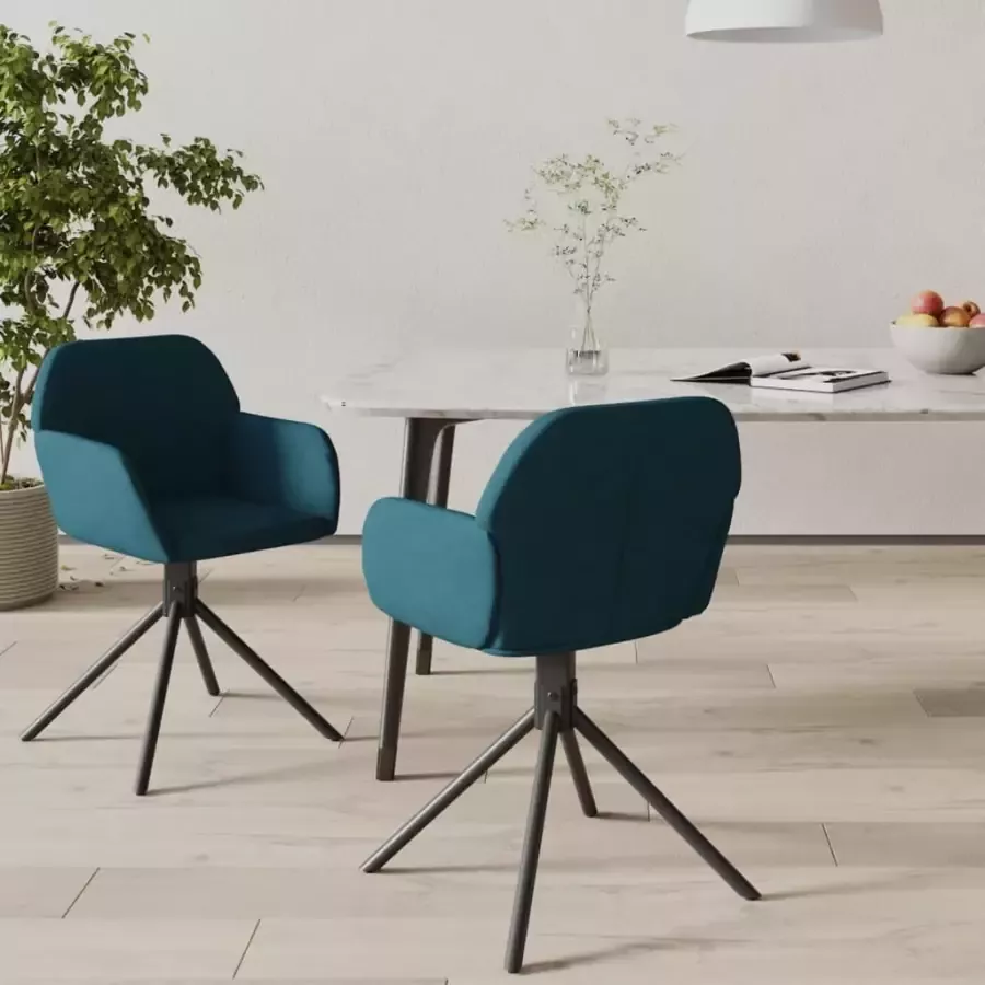 VidaXL -Eetkamerstoelen-draaibaar-2-st-fluweel-blauw - Foto 1