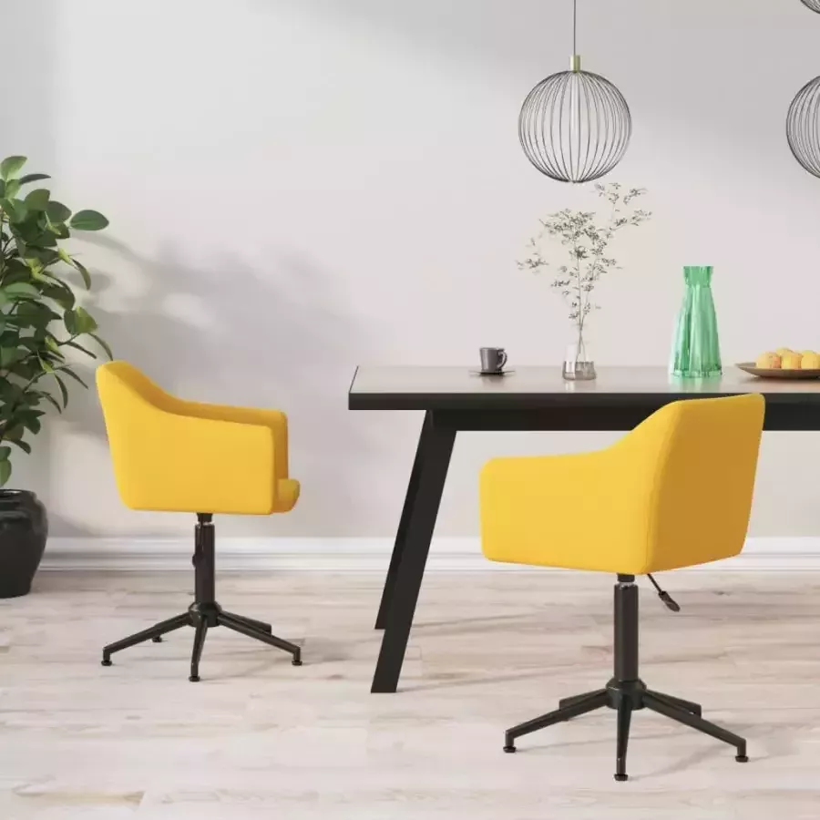 VidaXL Eetkamerstoelen draaibaar 2 st fluweel geel - Foto 1