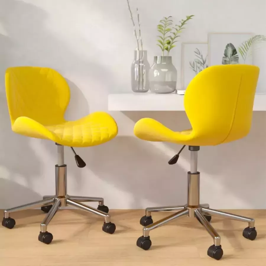 VidaXL -Eetkamerstoelen-draaibaar-2-st-fluweel-mosterdgeel - Foto 3