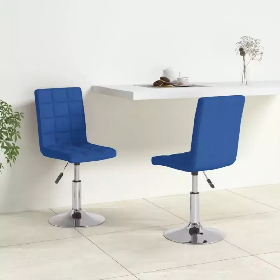 VIDAXL Eetkamerstoelen draaibaar 2 st stof blauw