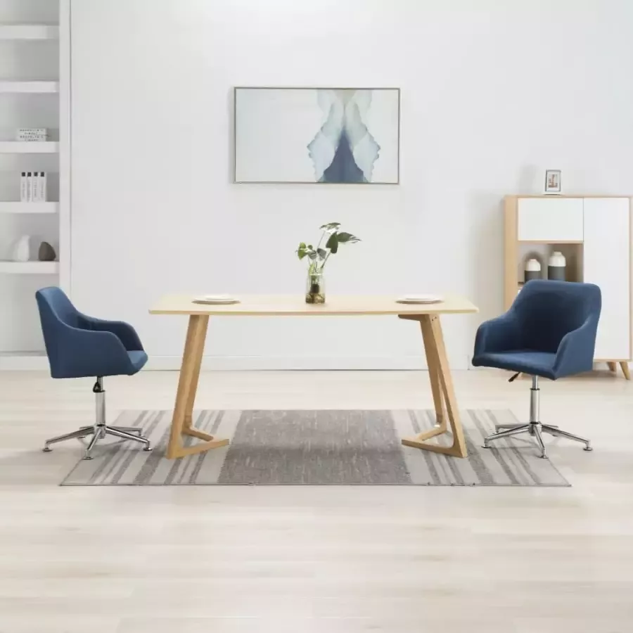 VidaXL -Eetkamerstoelen-2-st-draaibaar-stof-blauw