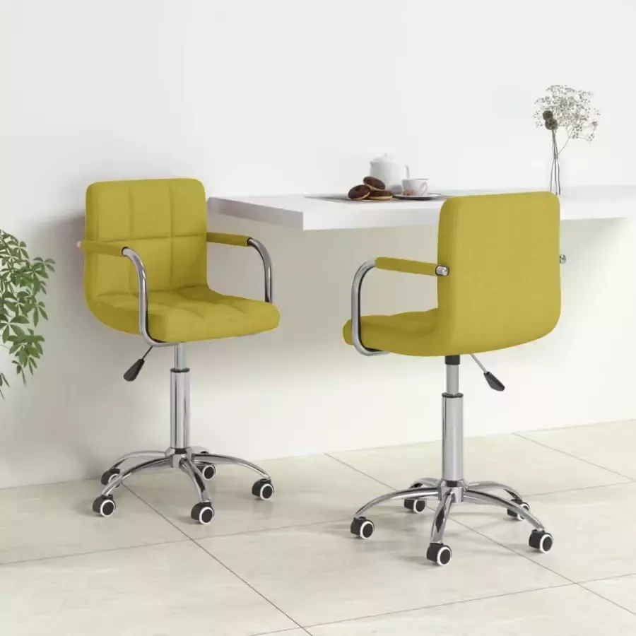 VidaXL Eetkamerstoelen draaibaar 2 st stof groen