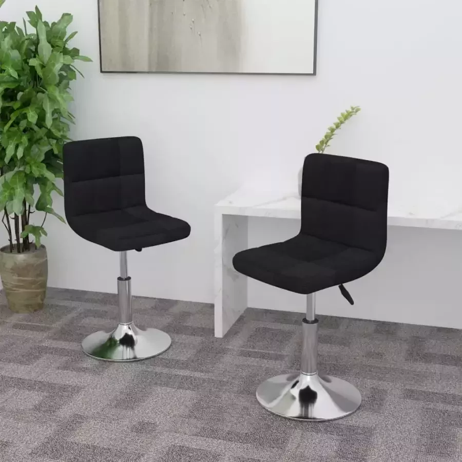 VidaXL -Eetkamerstoelen-draaibaar-2-st-stof-zwart