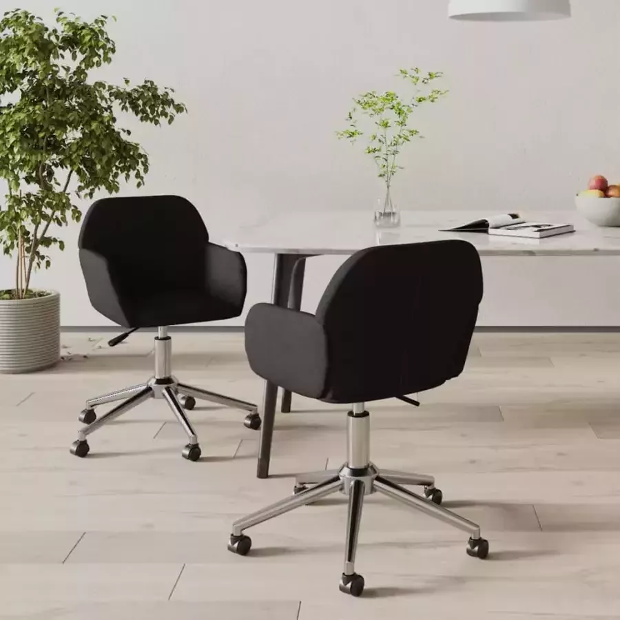 VidaXL -Eetkamerstoelen-draaibaar-2-st-stof-zwart - Foto 3