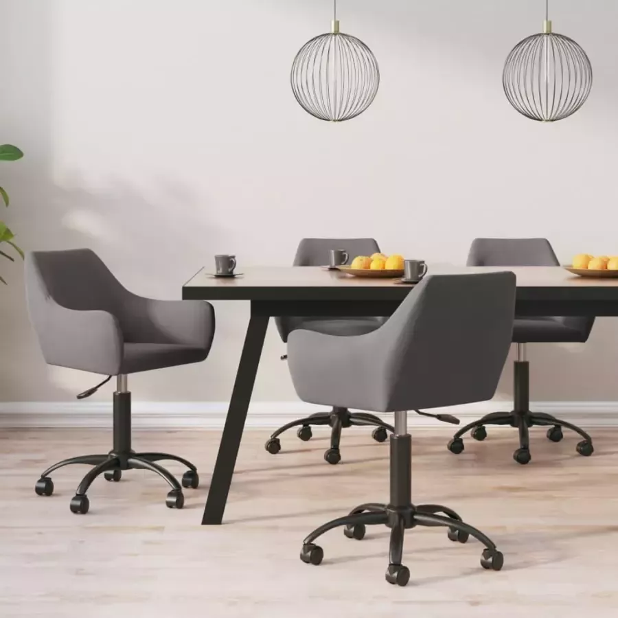 VidaXL Eetkamerstoelen draaibaar 4 st fluweel donkergrijs - Foto 1