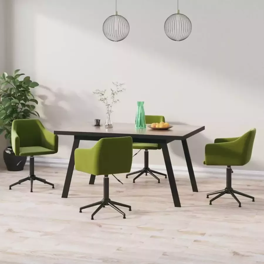 VidaXL Eetkamerstoelen Draaibaar 4 St Fluweel Lichtgroen - Foto 1