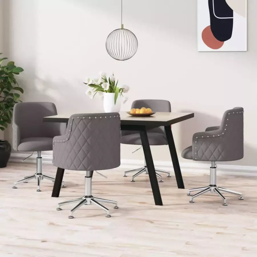 VidaXL Eetkamerstoelen draaibaar 4 st stof donkergrijs - Foto 1