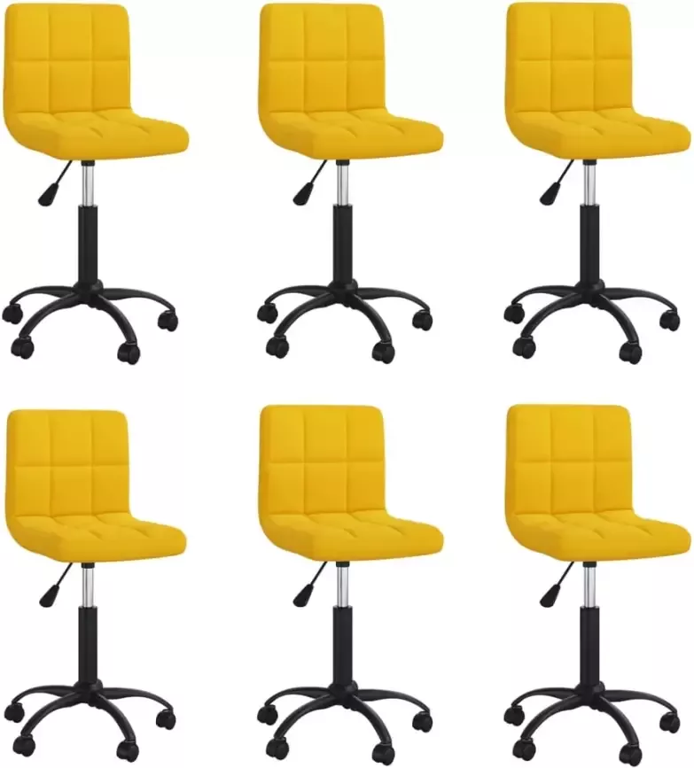 VidaXL Eetkamerstoelen draaibaar 6 st fluweel mosterdgeel