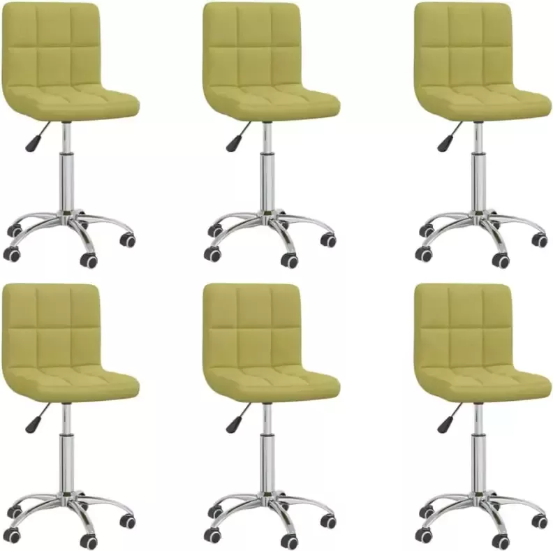 VidaXL Eetkamerstoelen draaibaar 6 st stof groen