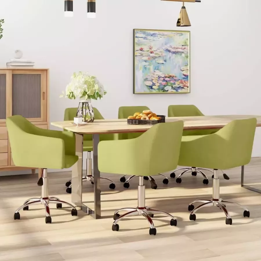 VidaXL Eetkamerstoelen draaibaar 6 st stof groen
