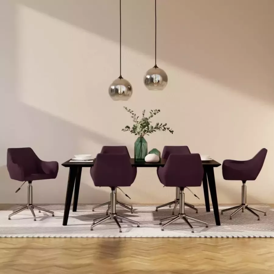 VIDAXL Eetkamerstoelen draaibaar 6 st stof paars