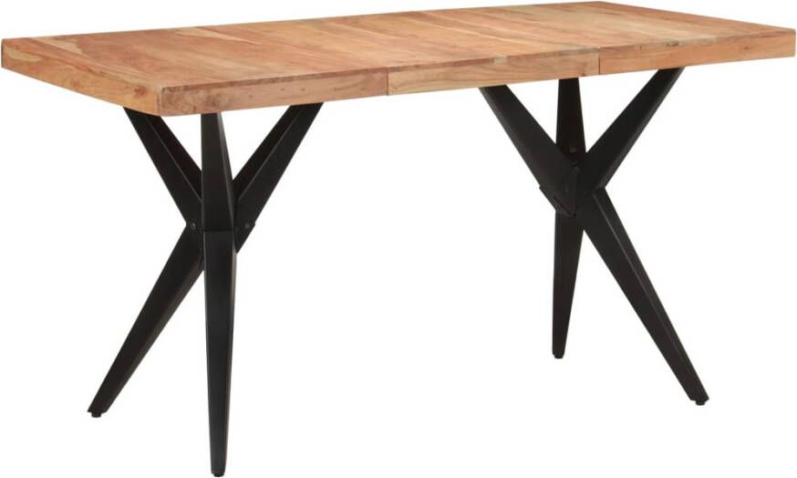 VidaXL -Eettafel-140x70x76-cm-massief-acaciahout-zwart - Foto 2