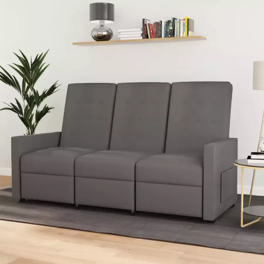 VidaXL Fauteuil 3-zits verstelbaar stof lichtgrijs