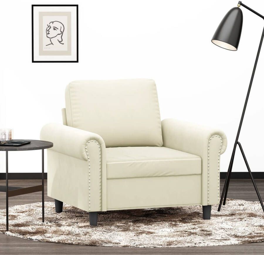 VidaXL Fauteuil 60 cm fluweel crèmekleurig - Foto 3