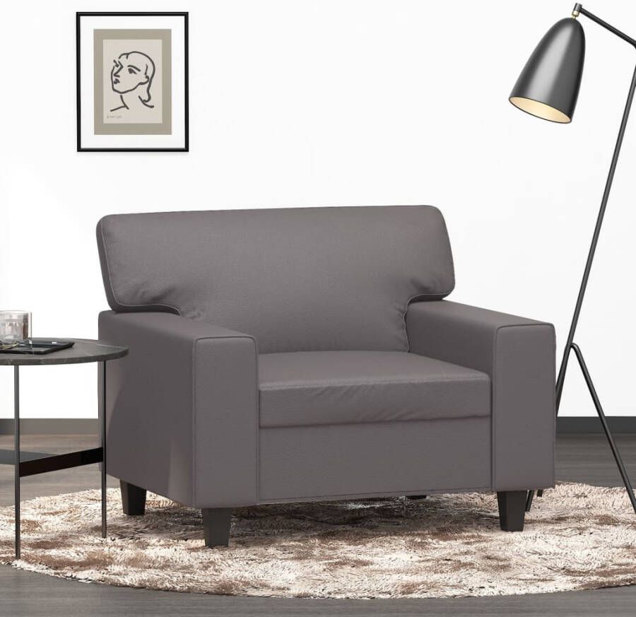 VidaXL Fauteuil 60 cm kunstleer grijs - Foto 4