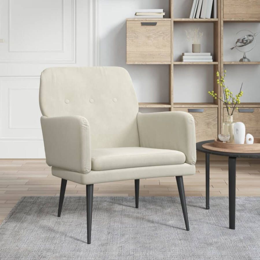 VidaXL VDXL Fauteuil 62x79x79 cm fluweel crèmekleurig