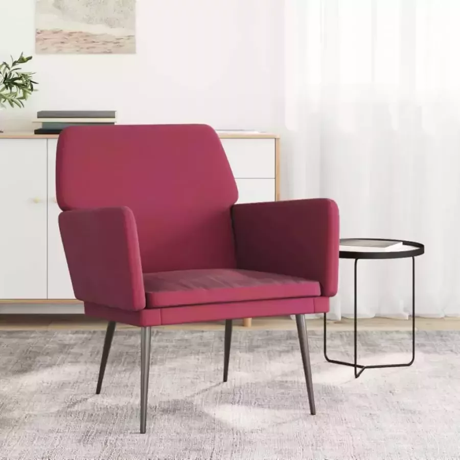 VidaXL VDXL Fauteuil 62x79x79 cm fluweel wijnrood - Foto 3