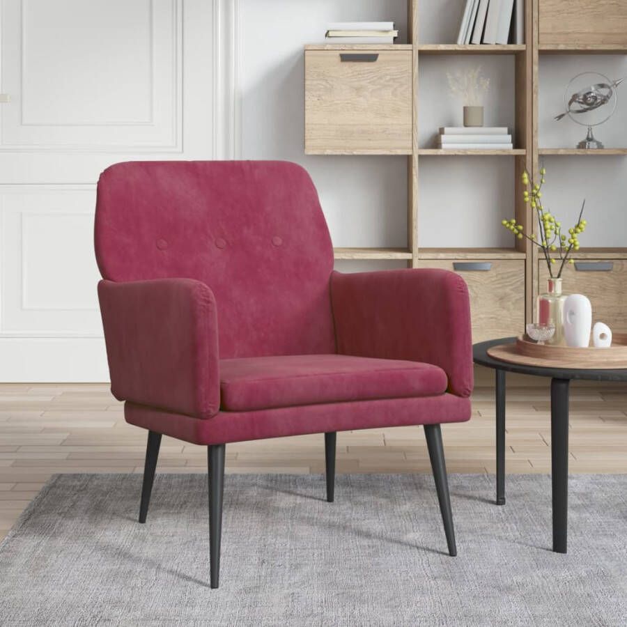VidaXL VDXL Fauteuil 62x79x79 cm fluweel wijnrood - Foto 2
