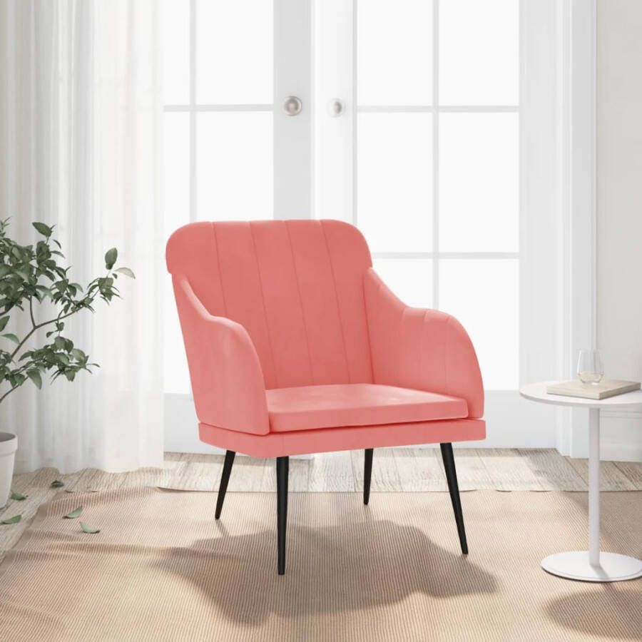 VidaXL Fauteuil 63x76x80 cm fluweel roze - Foto 2