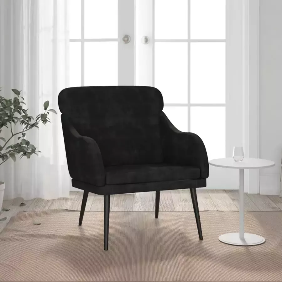 VidaXL Fauteuil Fauteuils Armstoel Ligstoel Fauteuil 63x76x80 cm fluweel zwart