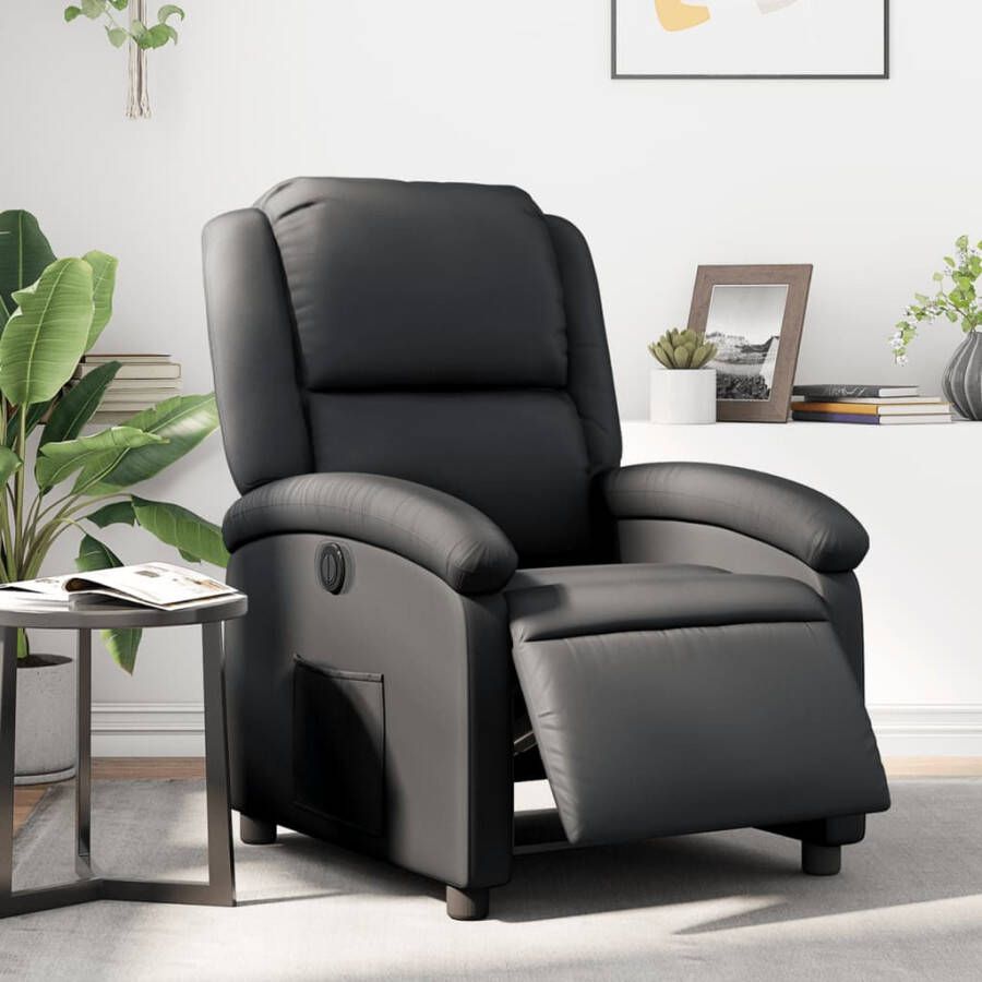 Vida XL vidaXL Fauteuil elektrisch verstelbaar echt leer zwart-VXL-3204254