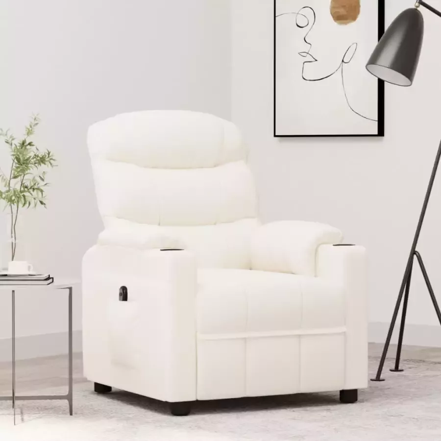 VidaXL Fauteuil elektrisch verstelbaar kunstleer crèmekleurig - Foto 2