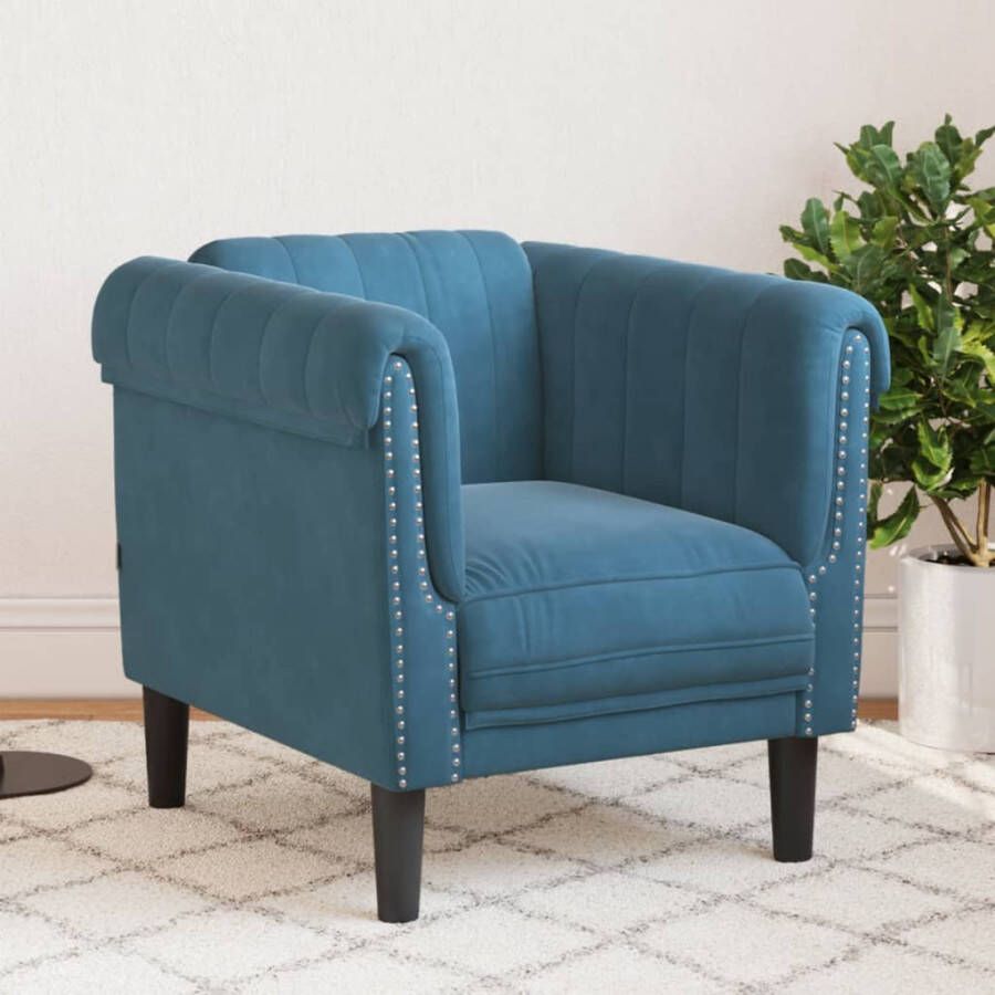 VidaXL Fauteuil fluweel blauw - Foto 5