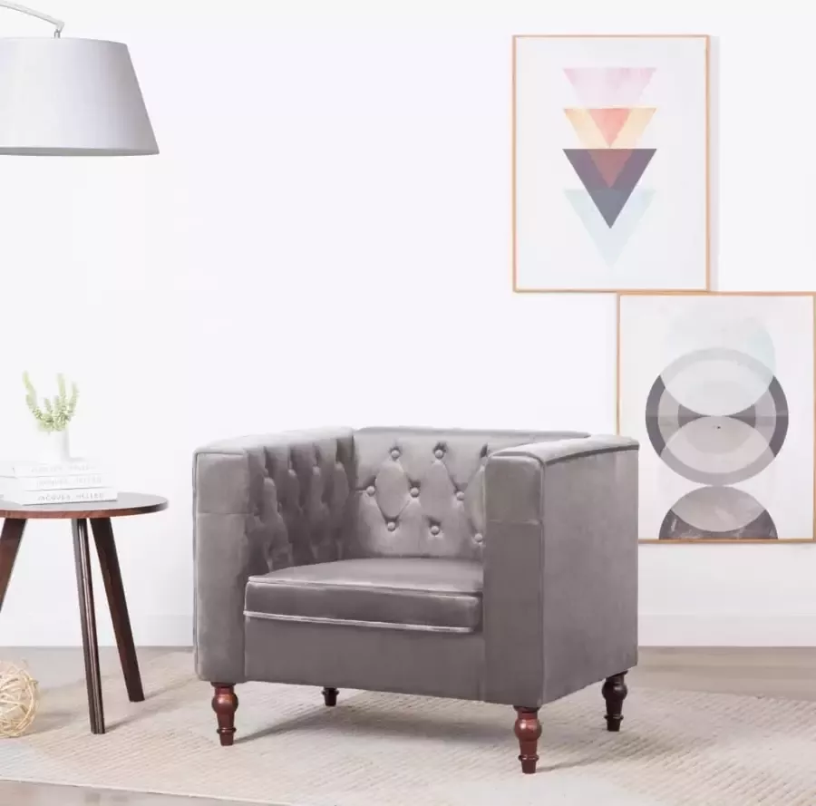 VidaXL Fauteuil fluweel grijs