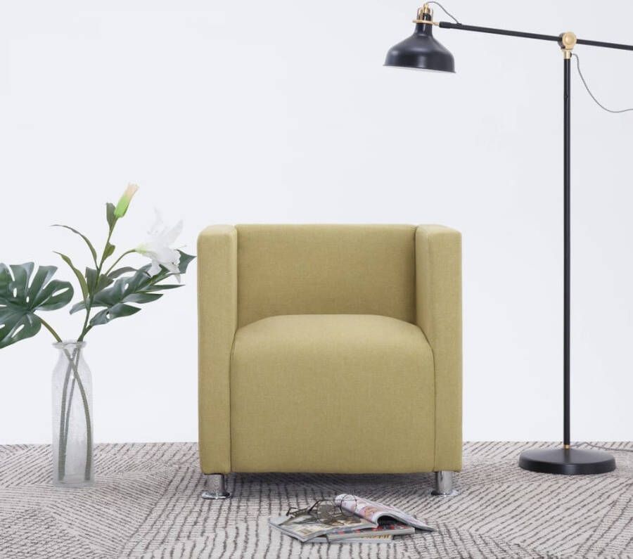 VIDAXL Fauteuil kubus stof groen - Foto 4