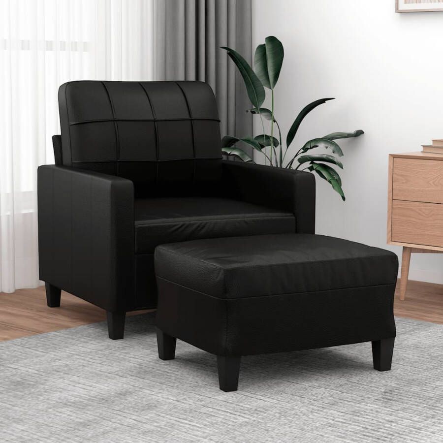 Vida XL vidaXL Fauteuil met voetenbank 60 cm kunstleer zwart-VXL-3201009 - Foto 2