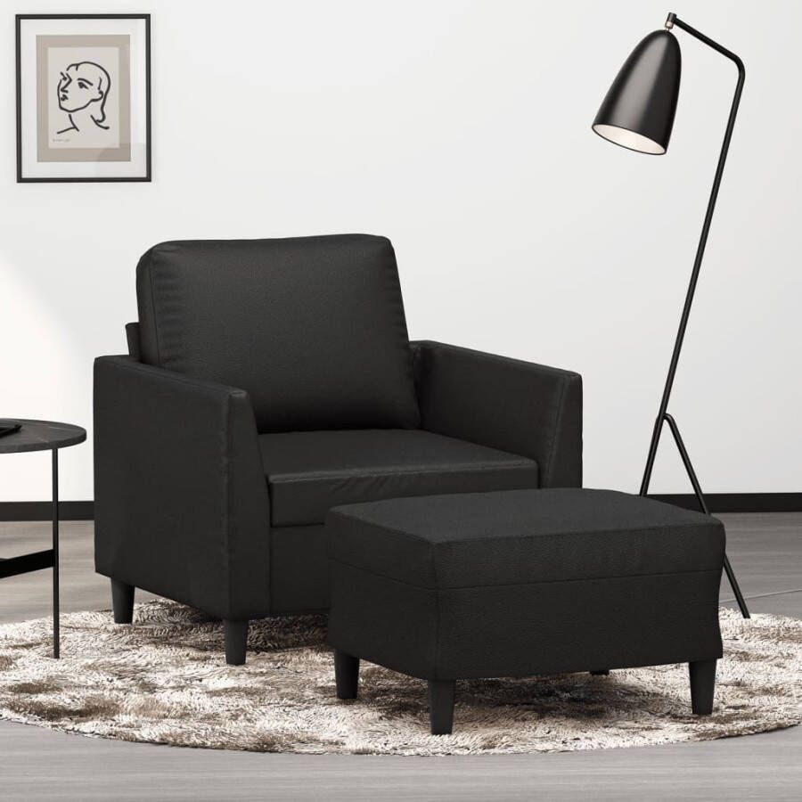 Vida XL vidaXL Fauteuil met voetenbank 60 cm kunstleer zwart-VXL-3201009 - Foto 4