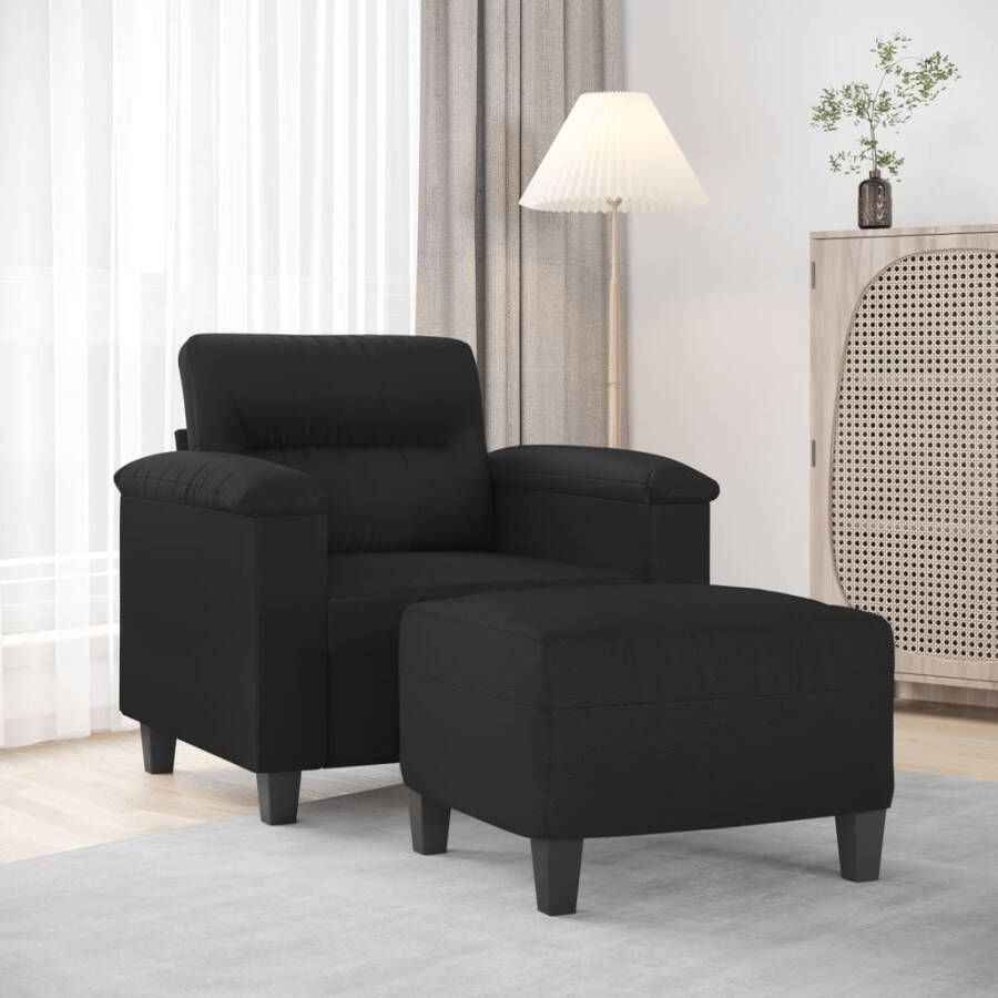 VidaXL -Fauteuil-met-voetenbank-60-cm-kunstleer-zwart - Foto 2