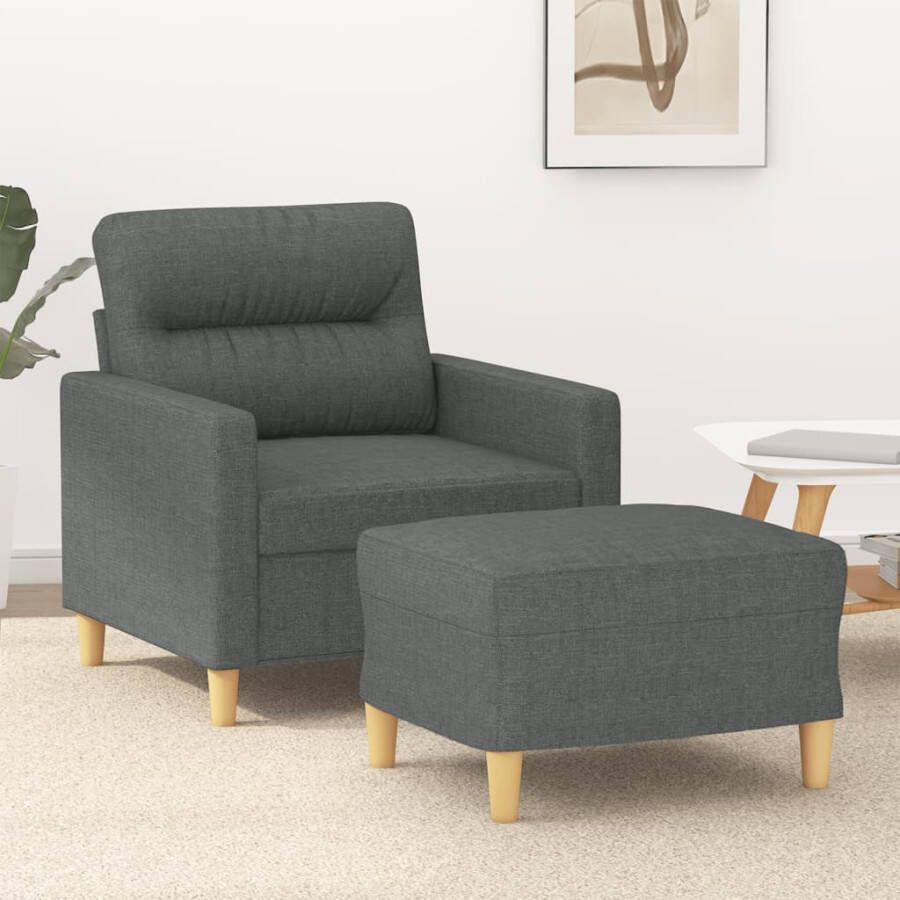 VidaXL -Fauteuil-met-voetenbank-60-cm-stof-donkergrijs - Foto 2