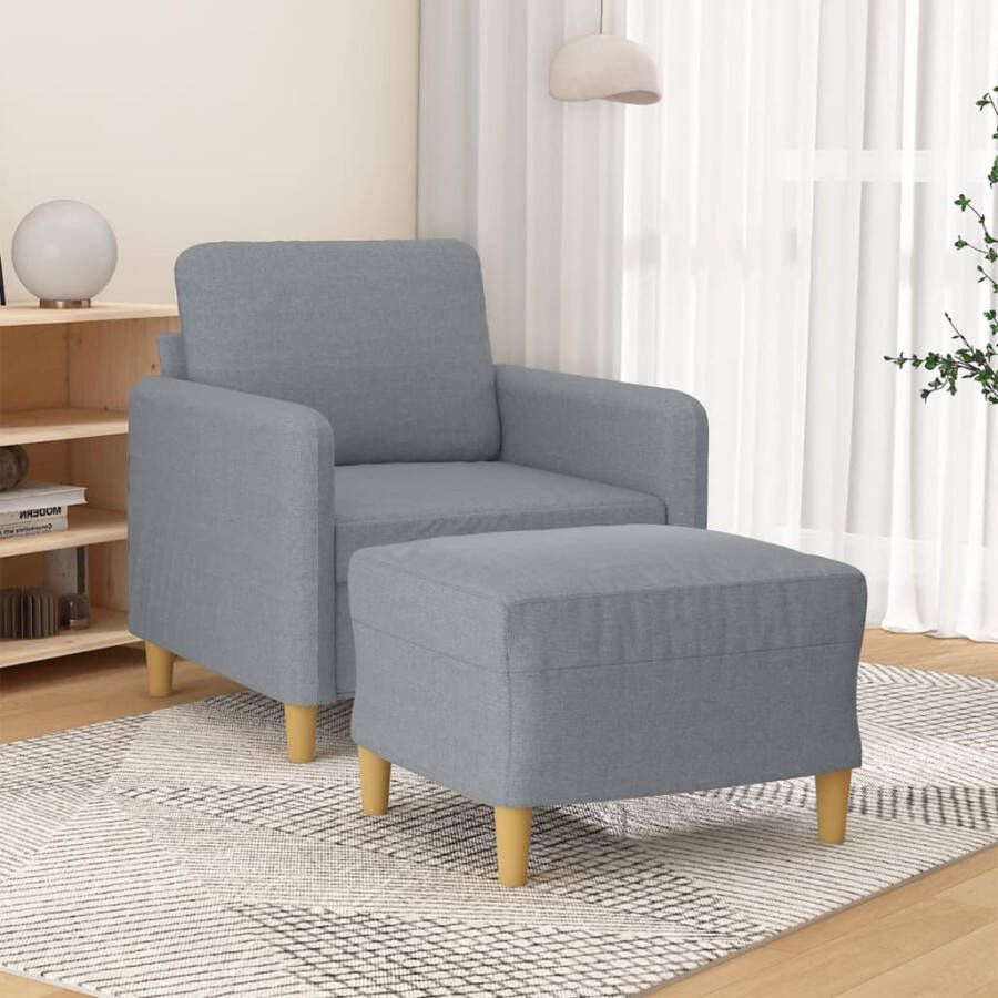 VidaXL -Fauteuil-met-voetenbank-60-cm-stof-lichtgrijs - Foto 7