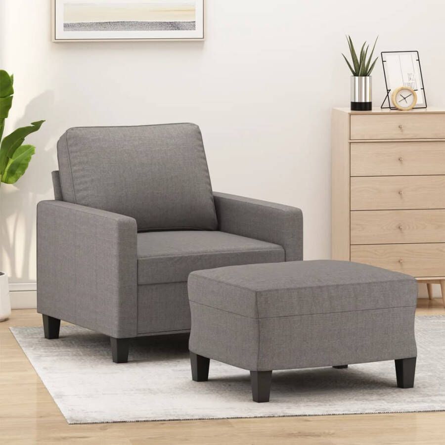 VidaXL -Fauteuil-met-voetenbank-60-cm-stof-taupe - Foto 2