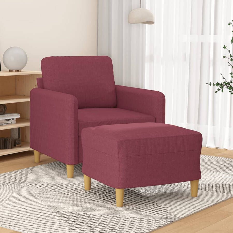 VidaXL -Fauteuil-met-voetenbank-60-cm-stof-wijnrood - Foto 4