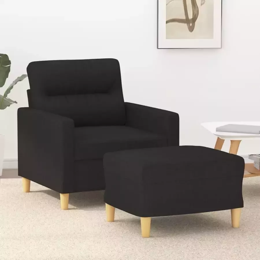 VIDAXL Fauteuil met voetenbank 60 cm stof zwart - Foto 2