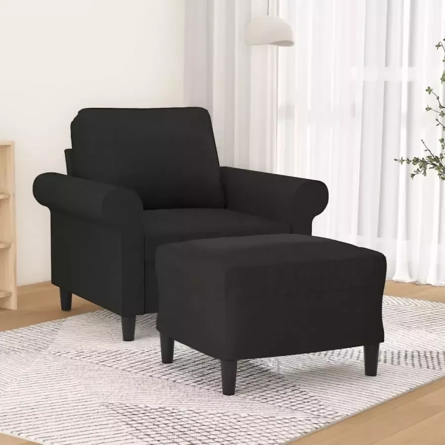 VIDAXL Fauteuil met voetenbank 60 cm stof zwart