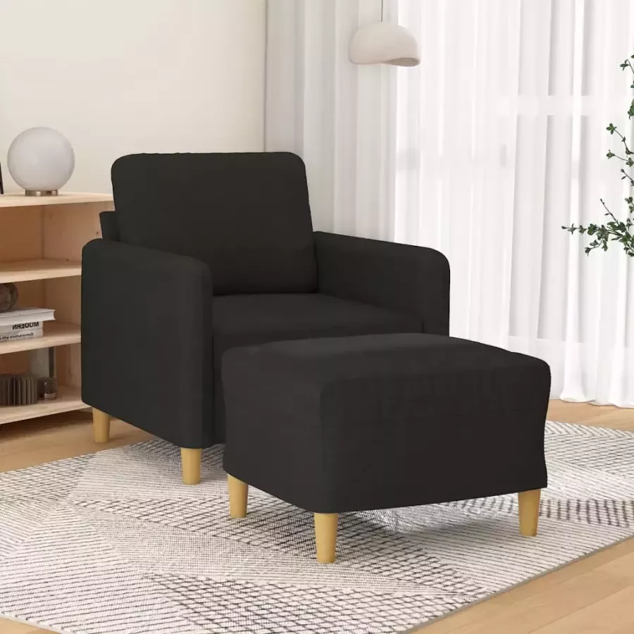 VIDAXL Fauteuil met voetenbank 60 cm stof zwart - Foto 2