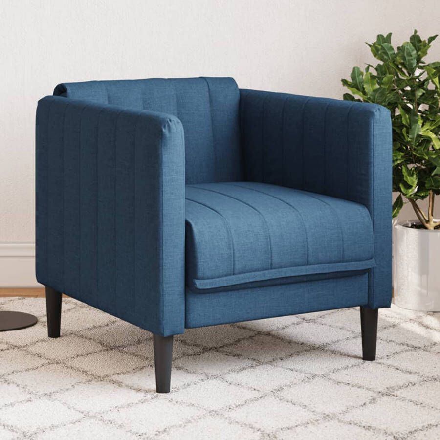 VidaXL Fauteuil stof blauw - Foto 4
