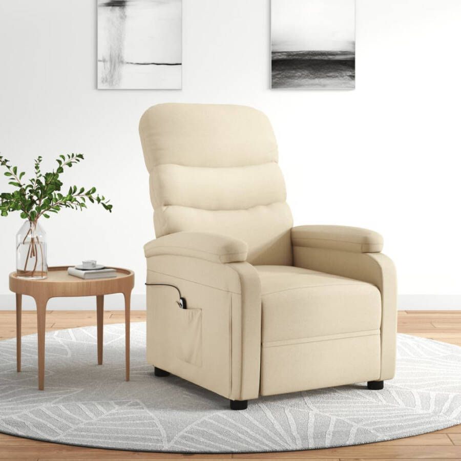 VidaXL Fauteuil verstelbaar elektrisch stof crèmekleurig
