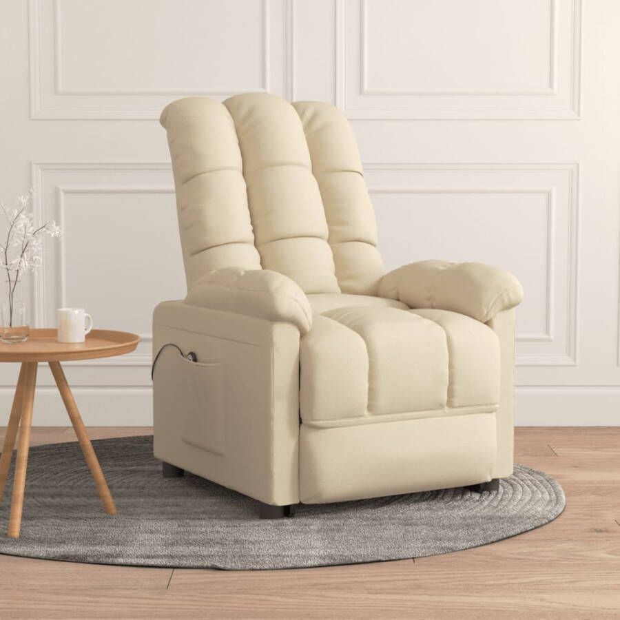 VidaXL Fauteuil verstelbaar elektrisch stof crèmekleurig