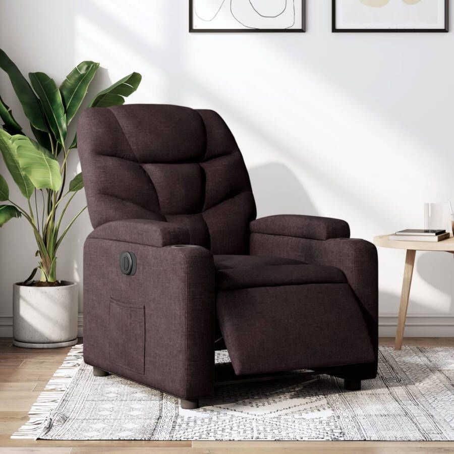 Vida XL vidaXL Fauteuil verstelbaar elektrisch stof donkerbruin-VXL-3204463