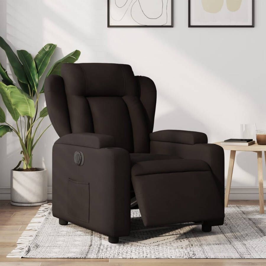 Vida XL vidaXL Fauteuil verstelbaar elektrisch stof donkerbruin-VXL-3204463