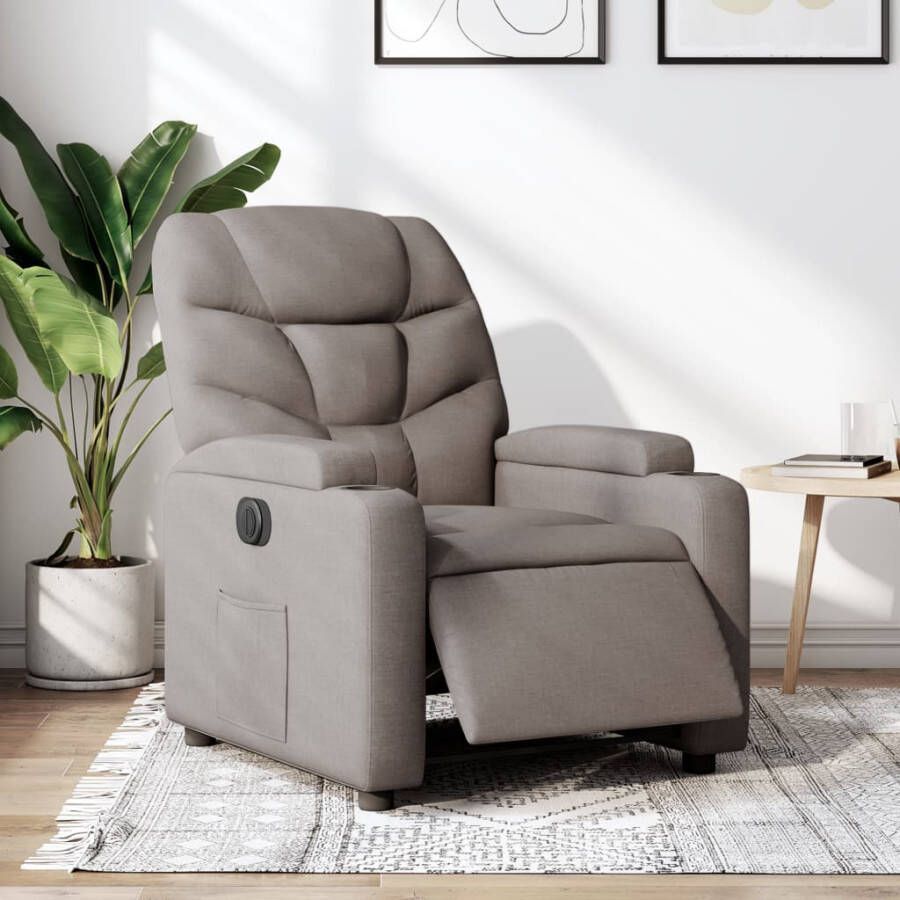 Vida XL vidaXL Fauteuil verstelbaar elektrisch stof taupe-VXL-3204580