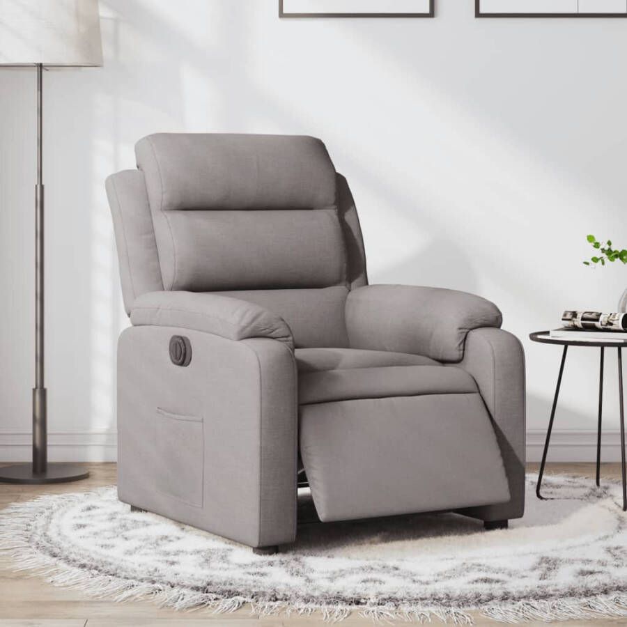 VIDAXL Fauteuil verstelbaar elektrisch stof taupe - Foto 2