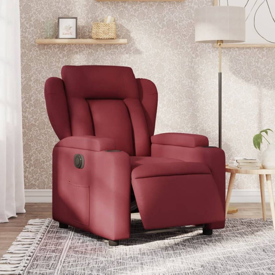 Vida XL vidaXL Fauteuil verstelbaar elektrisch stof wijnrood-VXL-3204461