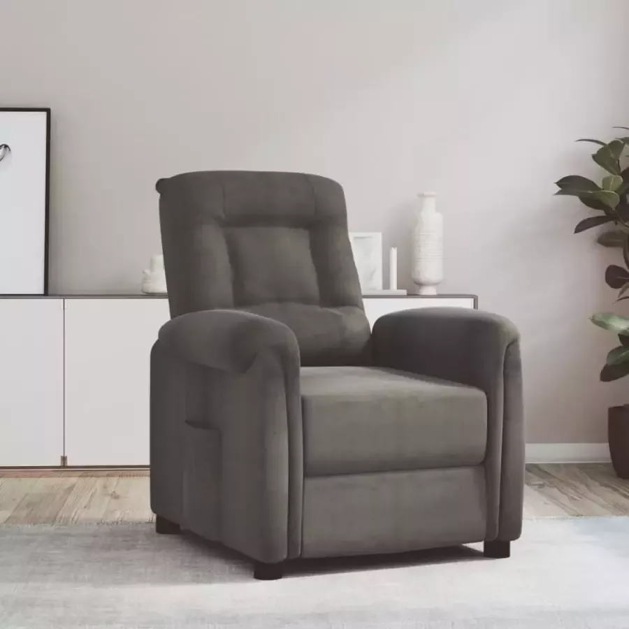 VIDAXL Fauteuil verstelbaar microvezelstof donkergrijs - Foto 1