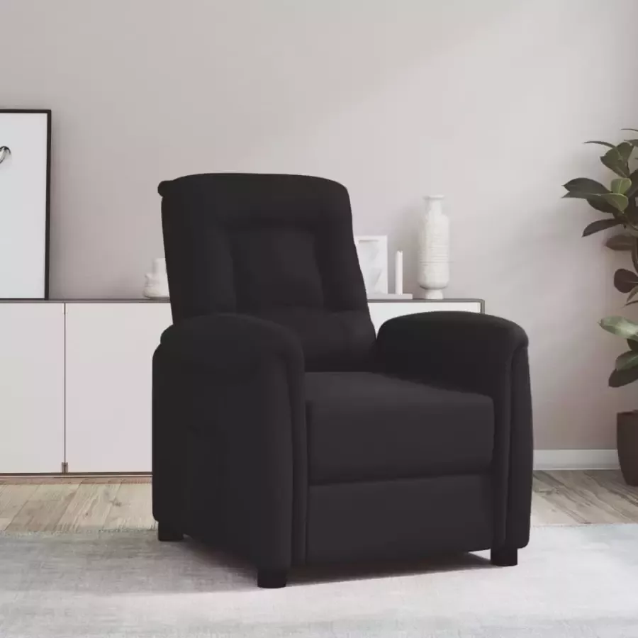 VidaXL Fauteuil verstelbaar microvezelstof zwart