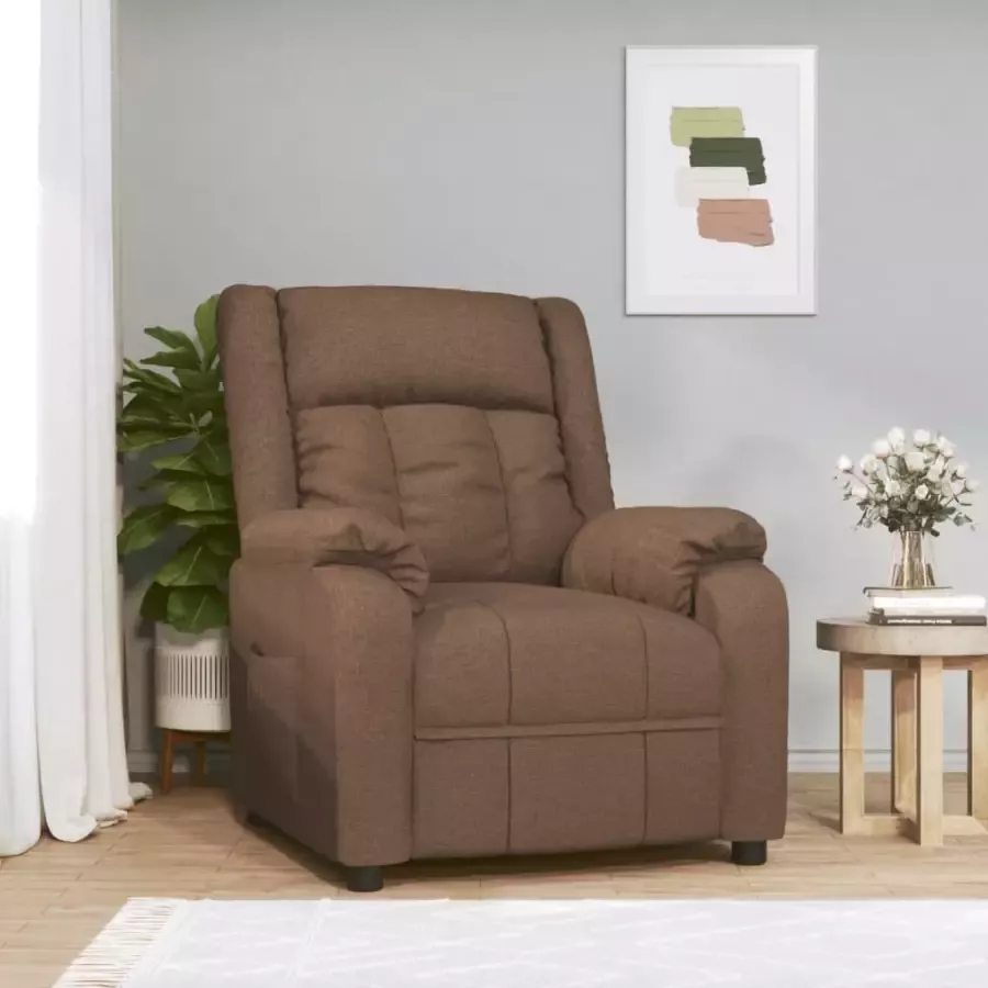 VidaXL Fauteuil verstelbaar stof bruin - Foto 2